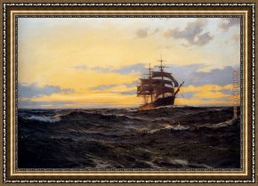 Evening Mood Framed Paintings - Evening Shadows by Montague Dawson