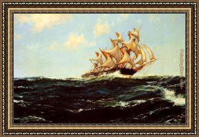 The Glorious Lightning Framed Paintings - The Glorious Lightning by Montague Dawson