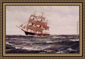 The Glorious Lightning Framed Paintings - The Glorious Sea by Montague Dawson