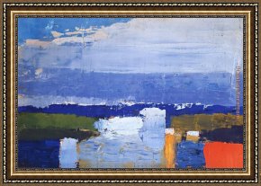 Landscape Framed Paintings - Noon Landscape by Nicolas De Stael