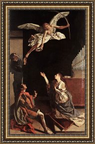 Martyrdom of St Sebastian Framed Paintings - Sts Cecilia, Valerianus and Tiburtius by Orazio Gentleschi