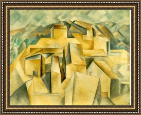 Houses in France Framed Paintings - Houses on the Hill Horta de Ebro by Pablo Picasso