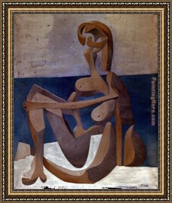 Bathers Framed Paintings - Seated Bather by Pablo Picasso