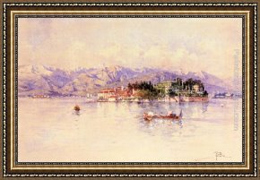 Isola Bella, Lago Maggiore, a Sketch Framed Paintings - Boating on Lago Maggiore, Isola Bella beyond by Paolo Sala