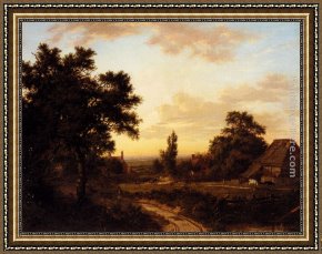 A Surrey Chalkpit Framed Paintings - A View Of Addington, Surrey, With The Shirley Mills Beyond by Patrick Nasmyth