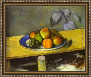 Cezanne Framed Paintings - Apples Peaches Pears and Grapes by Paul Cezanne