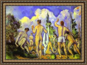 Bathers Framed Paintings - Bathers by Paul Cezanne