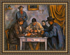 Cezanne Framed Paintings - Card Players by Paul Cezanne