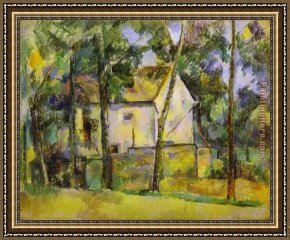 Houses in France Framed Paintings - House and Trees by Paul Cezanne