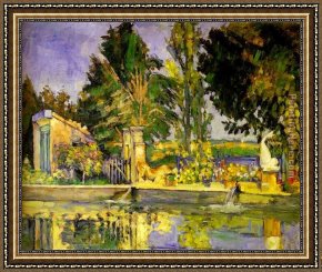 Cezanne Framed Paintings - Jas de Bouffan the Pool by Paul Cezanne