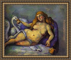 Cezanne Framed Paintings - Leda with Swan by Paul Cezanne