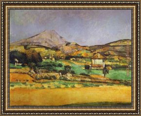 Vue De Saintes Maries 1888 Framed Paintings - Plain by Mount Sainte-Victoire by Paul Cezanne