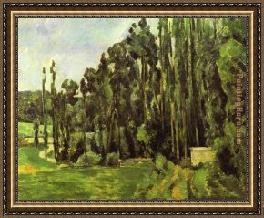 Cezanne Framed Paintings - Poplar Trees by Paul Cezanne