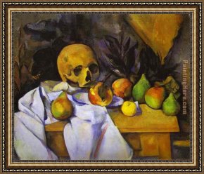 Cezanne Framed Paintings - Still Life with a Skull by Paul Cezanne
