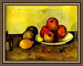 Cezanne Framed Paintings - Still-life with Apples by Paul Cezanne