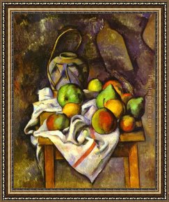 Cezanne Framed Paintings - Straw Vase by Paul Cezanne