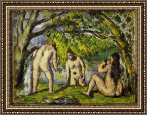 Bathers Framed Paintings - The Bathers by Paul Cezanne