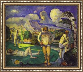 Bathers Framed Paintings - The Bathers Resting by Paul Cezanne