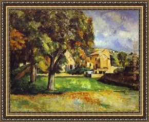 Deer Park Framed Paintings - Trees in Park by Paul Cezanne