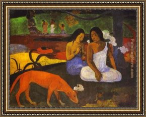 Tropical Framed Paintings - Arearea by Paul Gauguin
