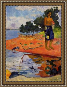 Tropical Framed Paintings - Haere Pape by Paul Gauguin