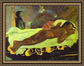 Tropical Framed Paintings - Manao tupapau by Paul Gauguin