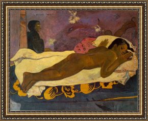 Tropical Framed Paintings - Spirit of the Dead Watching by Paul Gauguin