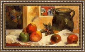 Life Framed Paintings - Still Life with Japanese Print by Paul Gauguin