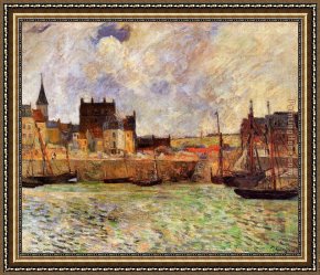 Port, Framed Paintings - The Port Dieppe by Paul Gauguin