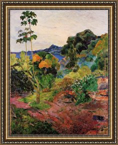 Tropical Framed Paintings - Tropical Vegetation by Paul Gauguin
