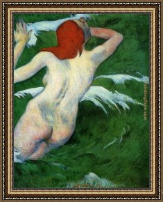 The Wave Framed Paintings - Woman in the Waves by Paul Gauguin