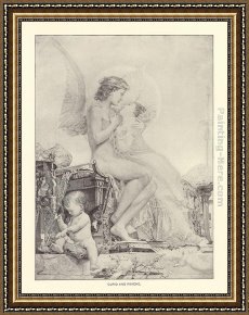 Cupid And Psyche As Children Framed Paintings - Cupid and Psyche by Paul Jacques Aime Baudry