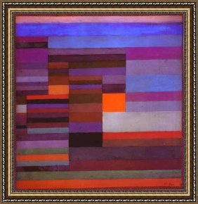 Evening Mood Framed Paintings - Fire in the Evening by Paul Klee