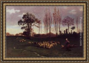 Return Framed Paintings - Return of the Flock by Paul Peel