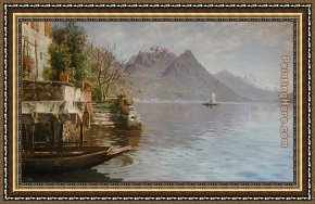 Isola Bella, Lago Maggiore, a Sketch Framed Paintings - Gandria Lago Di Lugano by Peder Mork Monsted