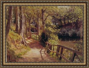 Brazilian Forest Framed Paintings - The forest path by Peder Mork Monsted