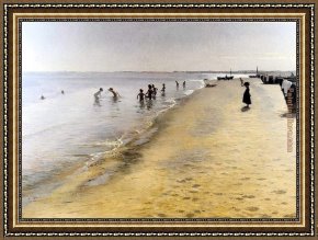 Amalfi Dia Cappuccini Framed Paintings - Dia de verano en Skagen by Peder Severin Kroyer