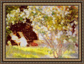 Les Moissonneurs 1888 Framed Paintings - Les Roses by Peder Severin Kroyer