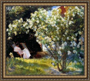 Vue De Saintes Maries 1888 Framed Paintings - Marie en el jardin i by Peder Severin Kroyer