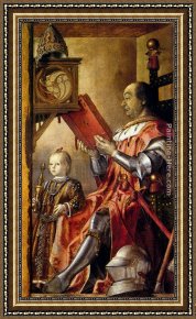 Elijah Restoring The Widow's Son Framed Paintings - Federico Da Montefeltro With His Son Guidobaldo by Pedro Berruguete