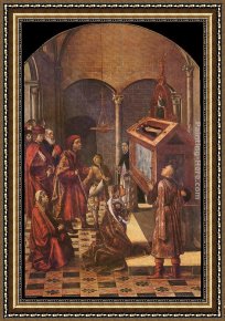 Virgil's Tomb Framed Paintings - The Tomb of Saint Peter Martyr by Pedro Berruguete