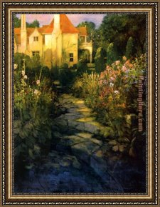 Woodland Walk Framed Paintings - Garden Walk at Sunset by Philip Craig