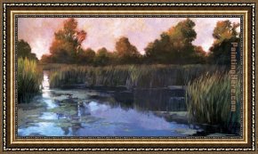 Quiet Pond Framed Paintings - The Lily Pond by Philip Craig