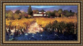 An Afternoon Ride Framed Paintings - Vineyard Afternoon by Philip Craig