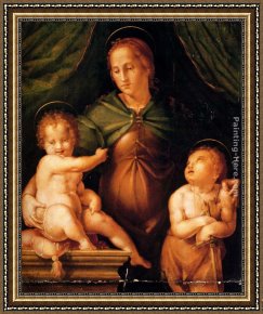 The Vision of Saint John Framed Paintings - The Madonna and Child with the infant Saint John the Baptist by Pier Francesco Di Jacopo Foschi