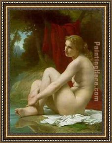 Bathers Framed Paintings - A Bather by Pierre-Auguste Cot