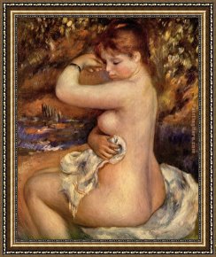 Vue De Saintes Maries 1888 Framed Paintings - After The Bath 1888 by Pierre Auguste Renoir