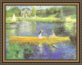 Auguste Framed Paintings - Banks of the Seine at Asnieres by Pierre Auguste Renoir