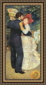 Dance Framed Paintings - Dance in the Country by Pierre Auguste Renoir