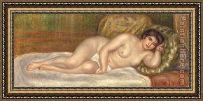 Pierre Framed Paintings - Femme nue couchee by Pierre Auguste Renoir